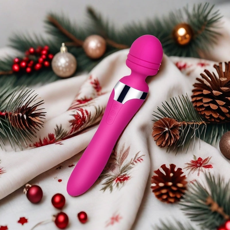 Dual Sensation AV Vibrator - Magnetic Rechargeable Silicone Vibrating and Rotating AV Wands